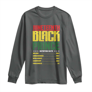 Juneteenth Black Prince Nutrition Facts Long Sleeve Shirt TS01 Dark Heather Print Your Wear