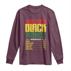 Juneteenth Black Prince Nutrition Facts Long Sleeve Shirt TS01 Maroon Print Your Wear