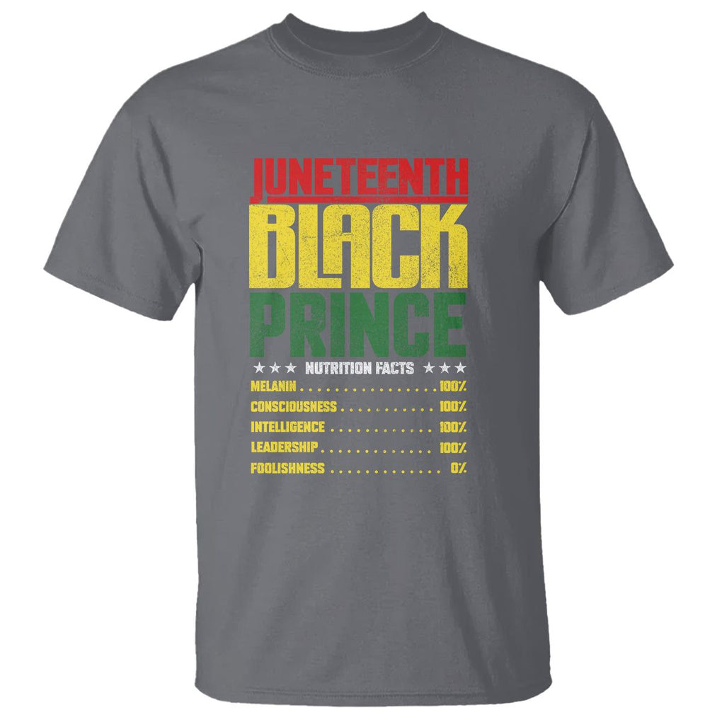 Juneteenth Black Prince Nutrition Facts T Shirt TS01 Charcoal Printyourwear