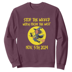 Halloween Witchy Sweatshirt Stop The Wicked From The West TS01 Maroon Print Your Wear