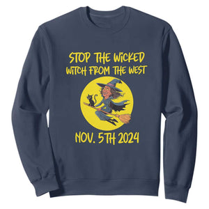 Halloween Witchy Sweatshirt Stop The Wicked From The West TS01 Navy Print Your Wear