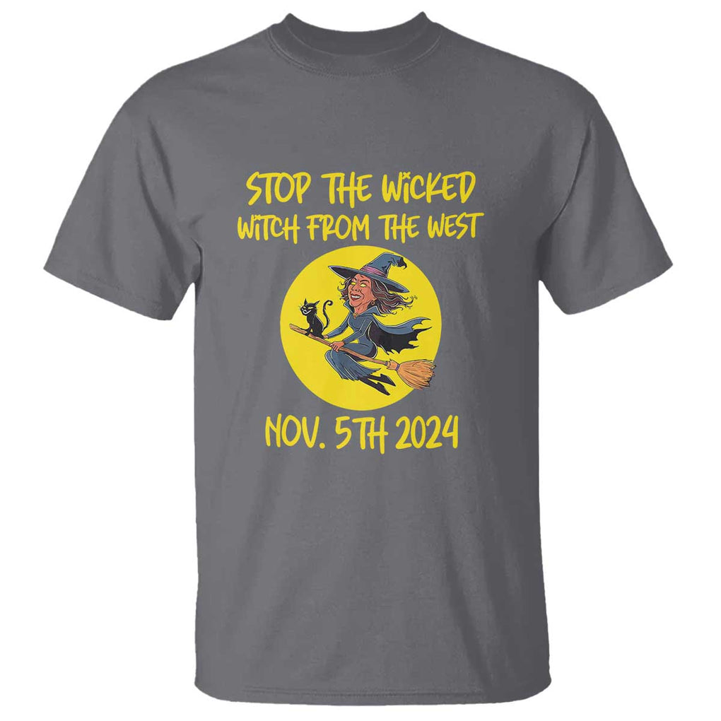Halloween Witchy T Shirt Stop The Wicked From The West TS01 Charcoal Print Your Wear