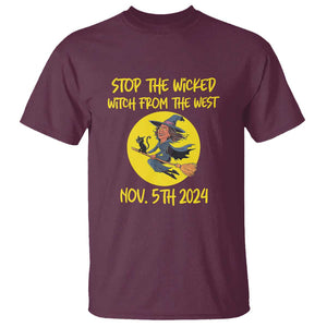 Halloween Witchy T Shirt Stop The Wicked From The West TS01 Maroon Print Your Wear