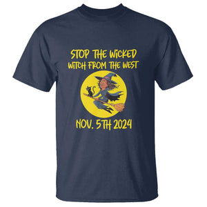 Halloween Witchy T Shirt Stop The Wicked From The West TS01 Navy Print Your Wear