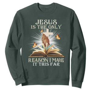 Jesus Is the Only Way Sweatshirt Christian Faith TS01 Dark Forest Green Print Your Wear