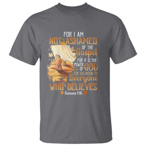 I Am Not Ashamed of the Gospel T Shirt Christian Faith & Salvation Quote TS01 Charcoal Print Your Wear