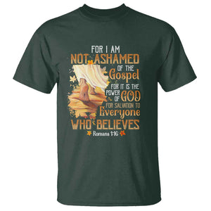 I Am Not Ashamed of the Gospel T Shirt Christian Faith & Salvation Quote TS01 Dark Forest Green Print Your Wear