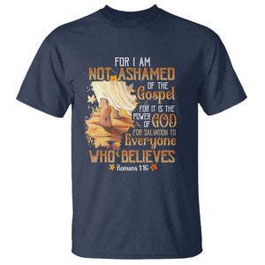 I Am Not Ashamed of the Gospel T Shirt Christian Faith & Salvation Quote TS01 Navy Print Your Wear