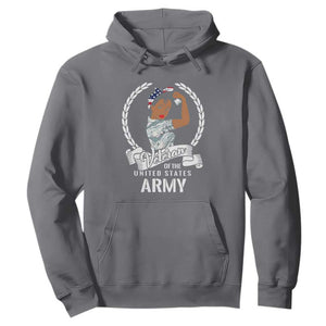 Black US Army Girl Veteran Hoodie - Proud Female Military Veteran TS01 Charcoal Print Your Wear