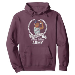 Black US Army Girl Veteran Hoodie - Proud Female Military Veteran TS01 Maroon Print Your Wear