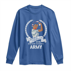 Black US Women Veteran Long Sleeve Shirt - Proud Female Military Army Girl TS01 Royal Blue Print Your Wear