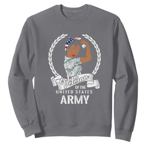 Black US Army Girl Veteran Sweatshirt - Proud Female Military Veteran TS01 Charcoal Print Your Wear