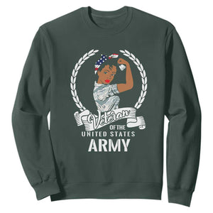 Black US Army Girl Veteran Sweatshirt - Proud Female Military Veteran TS01 Dark Forest Green Print Your Wear