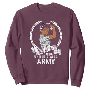 Black US Army Girl Veteran Sweatshirt - Proud Female Military Veteran TS01 Maroon Print Your Wear