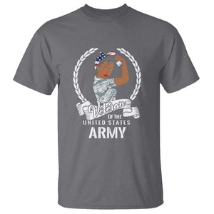 Black US Army Girl Veteran T Shirt - Proud Female Military Veteran TS01 Charcoal Print Your Wear