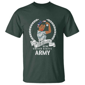 Black US Army Girl Veteran T Shirt - Proud Female Military Veteran TS01 Dark Forest Green Print Your Wear