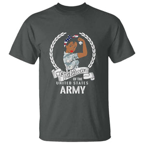 Black US Army Girl Veteran T Shirt - Proud Female Military Veteran TS01 Dark Heather Print Your Wear