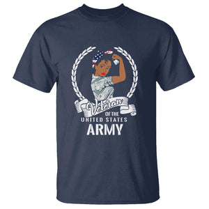 Black US Army Girl Veteran T Shirt - Proud Female Military Veteran TS01 Navy Print Your Wear