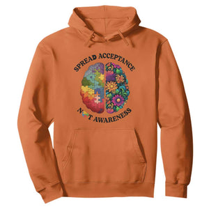 Accept Autism Hoodie Spread Acceptance Not Awareness Neurodiversity Brain TS01 Orange Printyourwear