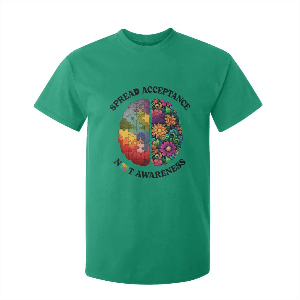 Accept Autism T Shirt For Kid Spread Acceptance Not Awareness Neurodiversity Brain TS01 Irish Green Printyourwear
