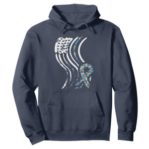 Autism Awareness Hoodie Spectrum Ribbon American Flag TS01 Navy Printyourwear