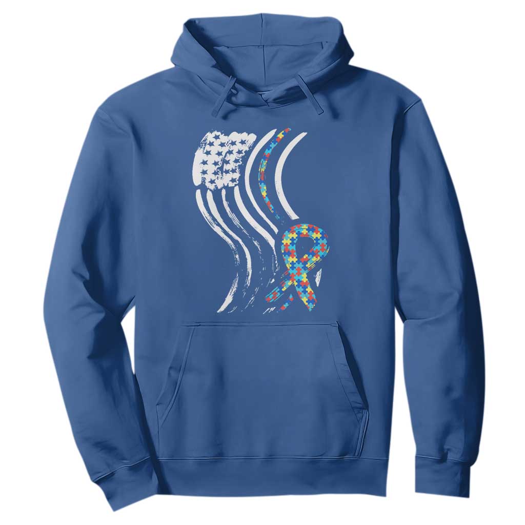 Autism Awareness Hoodie Spectrum Ribbon American Flag TS01 Royal Blue Printyourwear