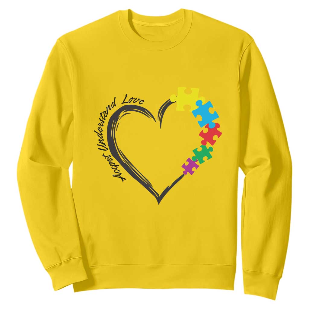 Heart Autism Awareness Sweatshirt Accept Understand Love Puzzle Piece TS01 Daisy Printyourwear