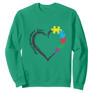 Heart Autism Awareness Sweatshirt Accept Understand Love Puzzle Piece TS01 Irish Green Printyourwear