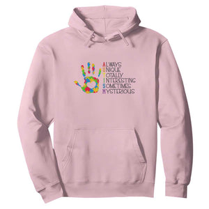 Autism Definition Hoodie Always Unique Totally Interesting Sometimes Mysterious Puzzle Hand TS01 Light Pink Printyourwear