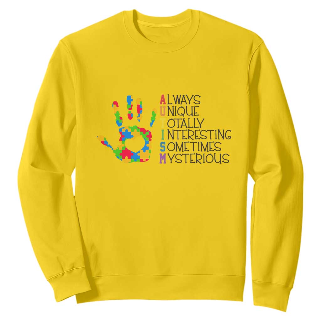 Autism Definition Sweatshirt Always Unique Totally Interesting Sometimes Mysterious Puzzle Hand TS01 Daisy Printyourwear