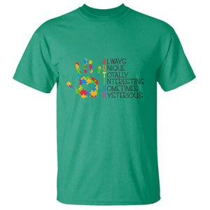 Autism Definition T Shirt Always Unique Totally Interesting Sometimes Mysterious Puzzle Hand TS01 Irish Green Printyourwear