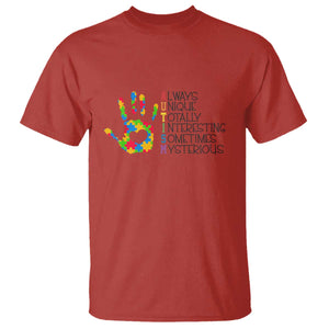 Autism Definition T Shirt Always Unique Totally Interesting Sometimes Mysterious Puzzle Hand TS01 Red Printyourwear