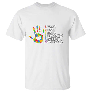 Autism Definition T Shirt Always Unique Totally Interesting Sometimes Mysterious Puzzle Hand TS01 White Printyourwear