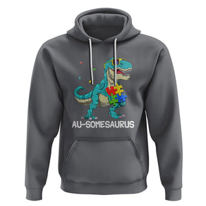 Dinosaur Autism Hoodie Au-somesaurus Word Pun Puzzle Piece TS01 Charcoal Printyourwear