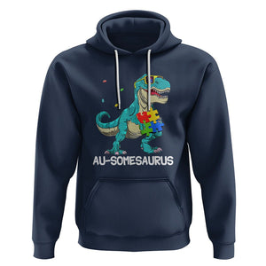 Dinosaur Autism Hoodie Au-somesaurus Word Pun Puzzle Piece TS01 Navy Printyourwear