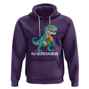 Dinosaur Autism Hoodie Au-somesaurus Word Pun Puzzle Piece TS01 Purple Printyourwear