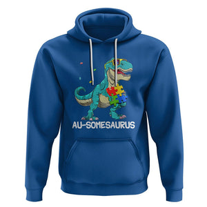 Dinosaur Autism Hoodie Au-somesaurus Word Pun Puzzle Piece TS01 Royal Blue Printyourwear