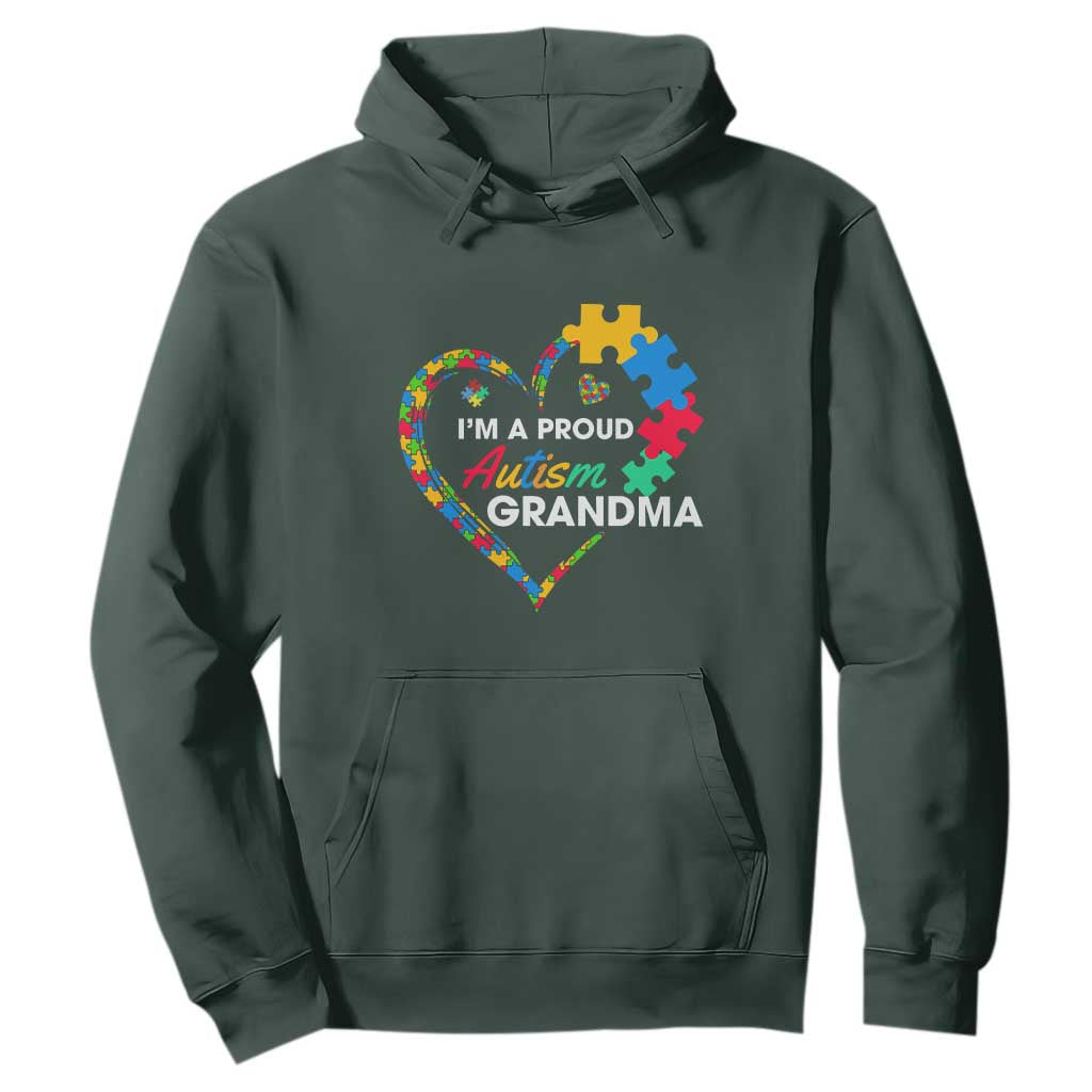 I'm A Proud Autism Grandma Hoodie Puzzle Piece Heart TS01 Dark Forest Green Printyourwear