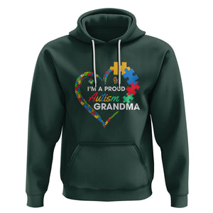 I'm A Proud Autism Grandma Hoodie Puzzle Piece Heart TS01 Dark Forest Green Printyourwear