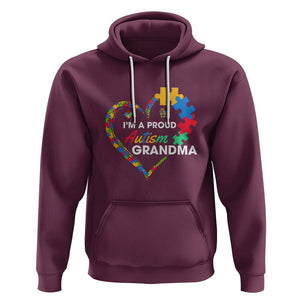 I'm A Proud Autism Grandma Hoodie Puzzle Piece Heart TS01 Maroon Printyourwear