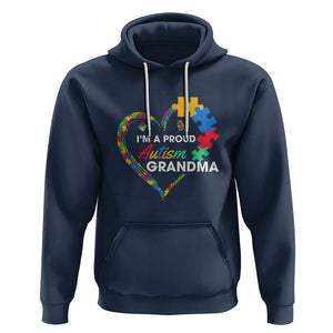 I'm A Proud Autism Grandma Hoodie Puzzle Piece Heart TS01 Navy Printyourwear