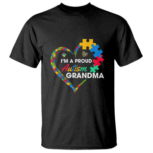 I'm A Proud Autism Grandma T Shirt Puzzle Piece Heart TS01 Black Printyourwear