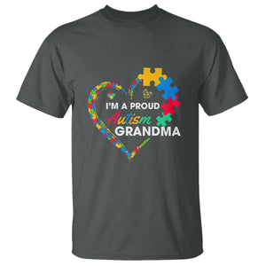 I'm A Proud Autism Grandma T Shirt Puzzle Piece Heart TS01 Dark Heather Printyourwear