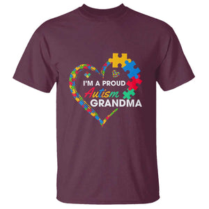 I'm A Proud Autism Grandma T Shirt Puzzle Piece Heart TS01 Maroon Printyourwear