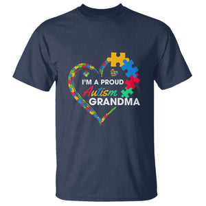 I'm A Proud Autism Grandma T Shirt Puzzle Piece Heart TS01 Navy Printyourwear