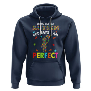 Society Says I Austism Hoodie God Say I Am Perfect Boy Kid TS01 Navy Printyourwear