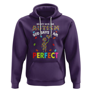 Society Says I Austism Hoodie God Say I Am Perfect Boy Kid TS01 Purple Printyourwear