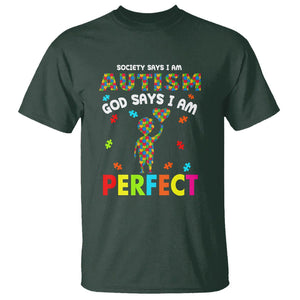 Society Says I Austism T Shirt God Say I Am Perfect Boy Kid TS01 Dark Forest Green Printyourwear