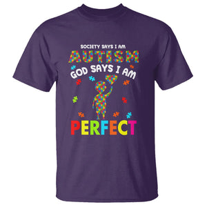 Society Says I Austism T Shirt God Say I Am Perfect Boy Kid TS01 Purple Printyourwear