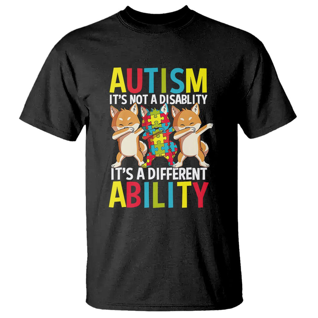 Dog Autism Awareness T Shirt It's Not A Disablity It's A Different Ability TS01 Black Printyourwear